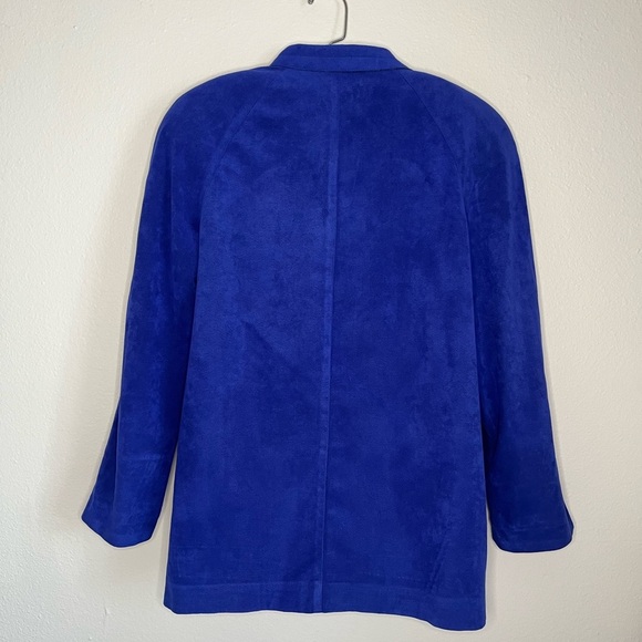 Vintage Lilli Ann Ultrasuede Blazer Royal Blue Sz L 💙 - Picture 2 of 6